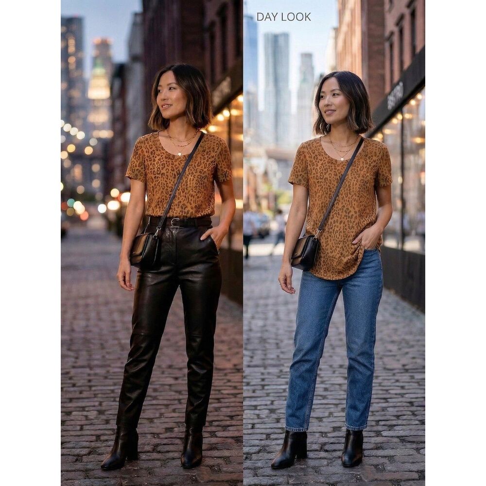 Three Dots Leopard Print Top | Chic Casual Elevated Basic Women's Blouse
